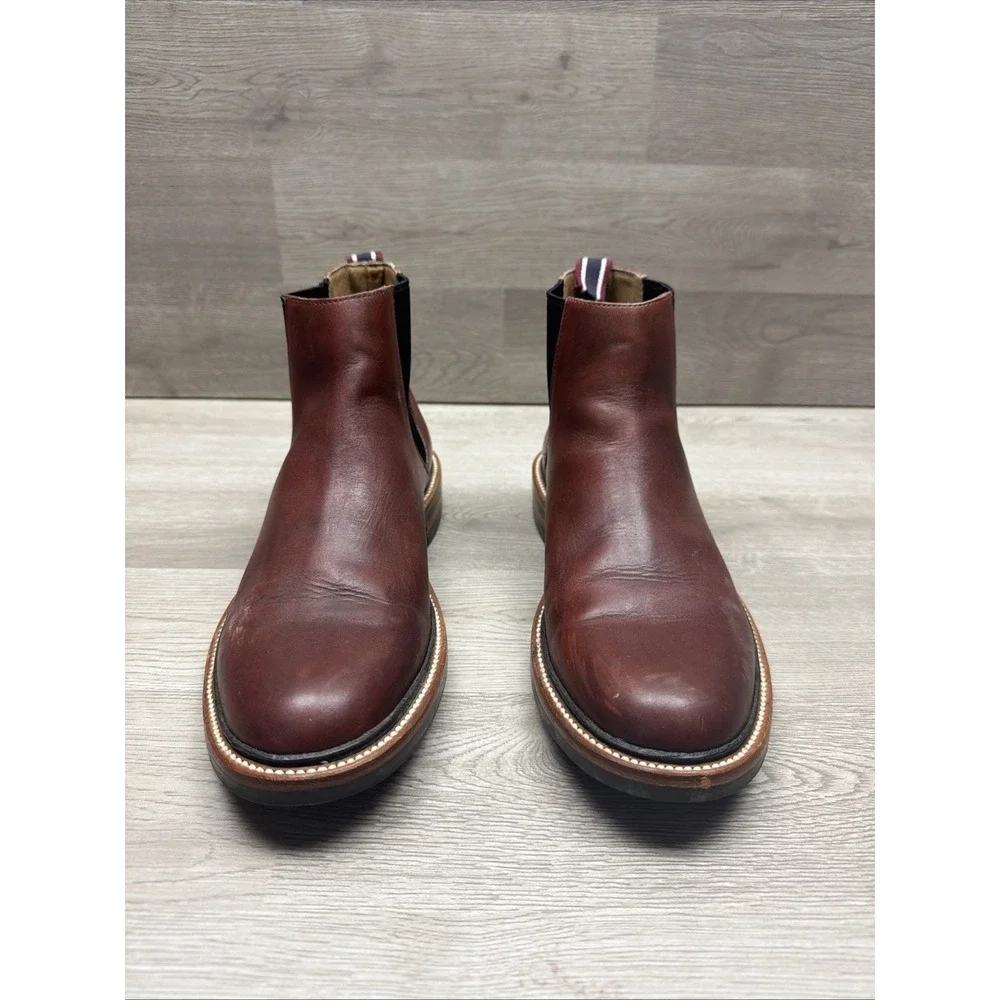 J Crew Chelsea Boot Oar Stripe Italian Leather J9018 Size 7.5 Mens Very Nice‎